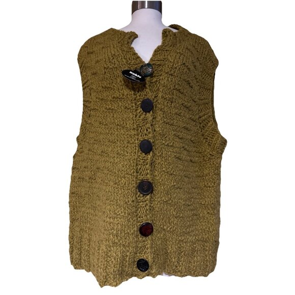 Art Sweaters - French Angora Wool Boho Hippie Chunky Knit Sweater Vest Art to Wear Large XL New